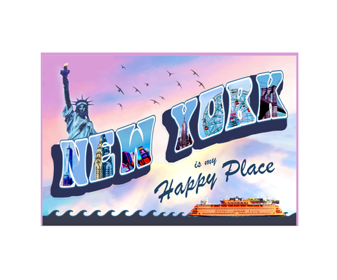 Retro New York is My Happy Place Postcard