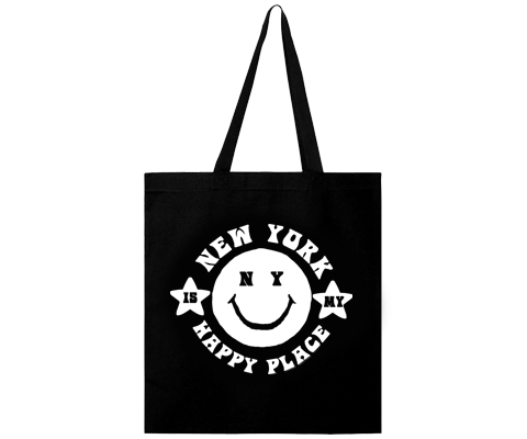Load image into Gallery viewer, New York is my Happy Place Black Tote Bag

