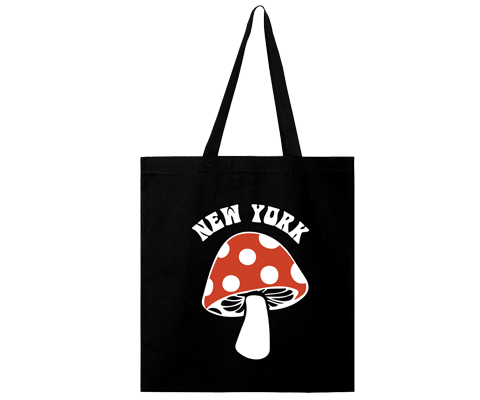 New York Mushroom Black Tote Bag