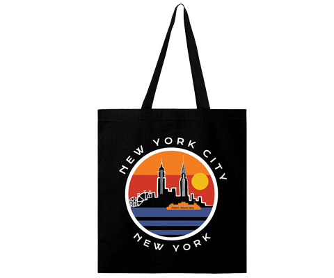 Load image into Gallery viewer, New York Globe Skyline Black Tote Bag
