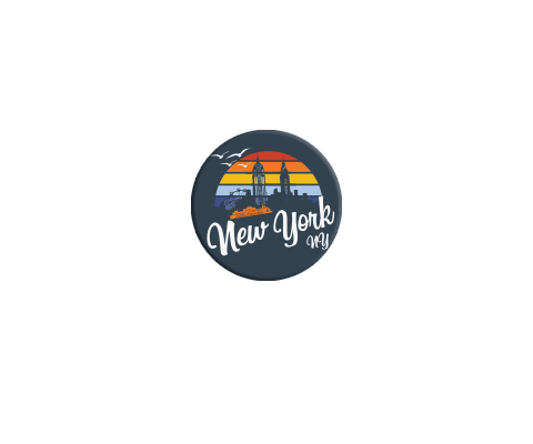 New York Retro Skyline Button