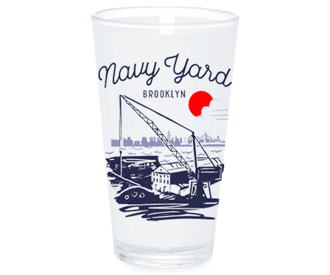 Navy Yard Brooklyn Sketch Pint Glass