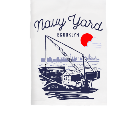 Navy Yard Brooklyn Sketch Kitchen Tea Towel