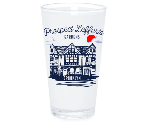 Load image into Gallery viewer, Prospect Lefferts Gardens Brooklyn Sketch Pint Glass
