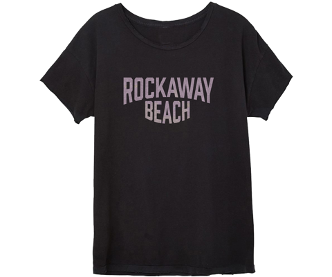 Rockaway Legend Font on Vintage Black Scoop Neck Tee