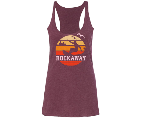 Rockaway Orange Sunrise on Maroon Racer Back Tank