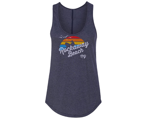 Rockaway Rainbow Surfer on Vintage Navy Relaxed Fit Tank