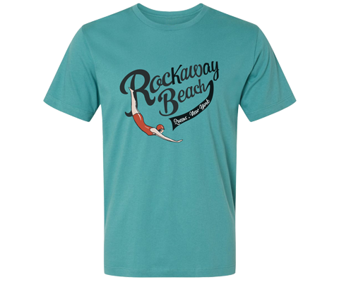 Rockaway Swimmer on Teal Tee