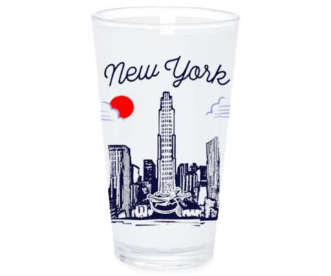 Load image into Gallery viewer, New York Rockefeller Center Manhattan Sketch Pint Glass
