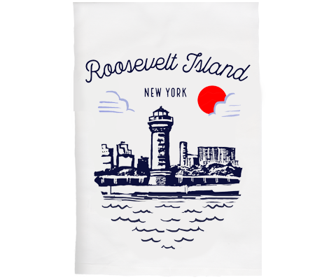 Roosevelt Island Manhattan Sketch Kitchen Tea Towel
