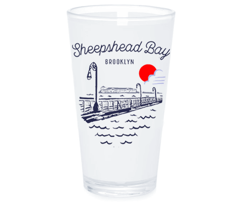 Sheepshead Bay Brooklyn Sketch Pint Glass
