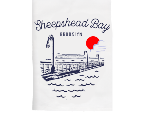 Sheepshead Bay Brooklyn Sketch Kitchen Tea Towel