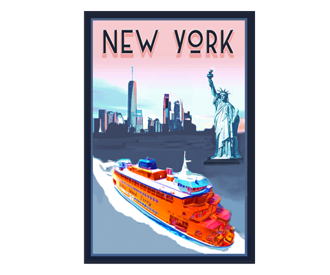 Staten Island Ferry Sunset New York Postcard