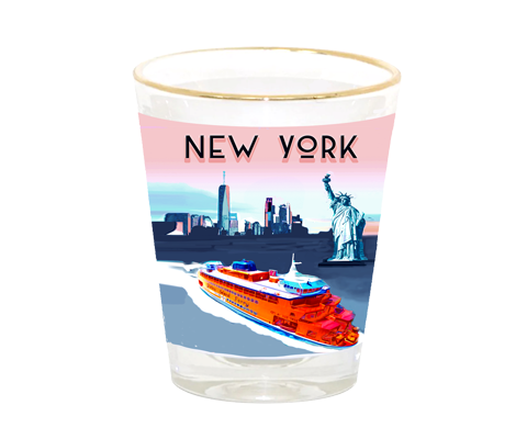 Staten Island Ferry Sunset New York Shot Glass