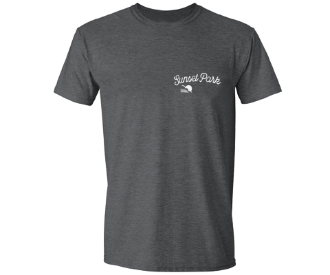 Sunset Park Sketch Tee Shirt in Heather Grey (Design on Back)