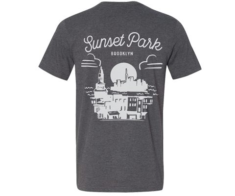 Sunset Park Sketch Tee Shirt in Heather Grey (Design on Back)