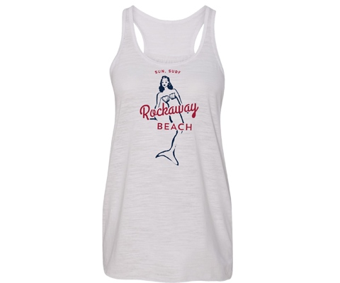 Rockaway Surfer Mermaid White Flowy Tank