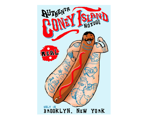 Authentic Hotdog Coney Island Brooklyn Postcard