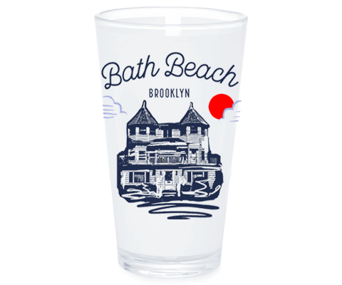 Bath Beach Brooklyn Sketch Pint Glass