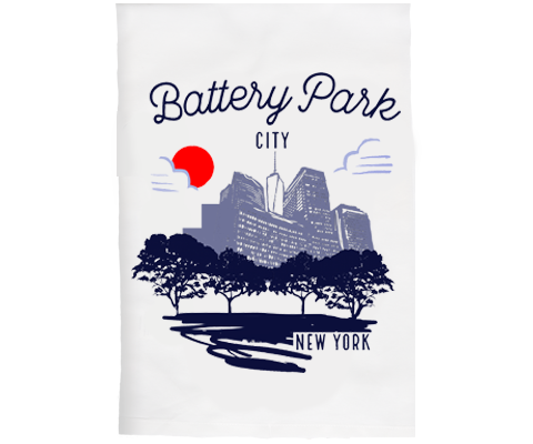 Battery Park City Manhattan Sketch Kitchen Tea Towel