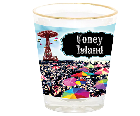 Coney Island Beach Umbrellas New York Shot Glass