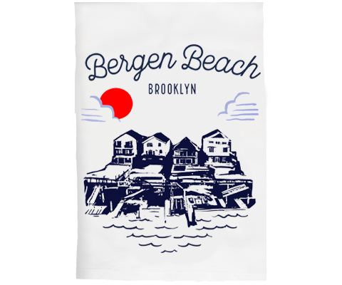 Bergen Beach Brooklyn Sketch Kitchen Tea Towel