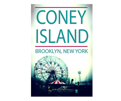 Coney Island Blue Skyline Brooklyn Postcard