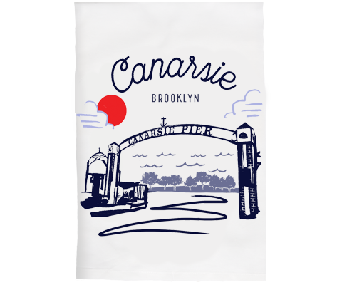 Canarsie Brooklyn Sketch Kitchen Tea Towel