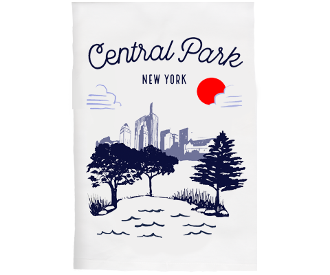Central Park Manhattan Sketch Kitchen Tea Towel