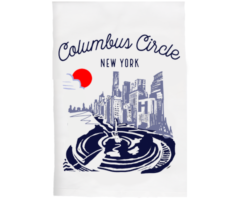Columbus Circle Manhattan Sketch Kitchen Tea Towel