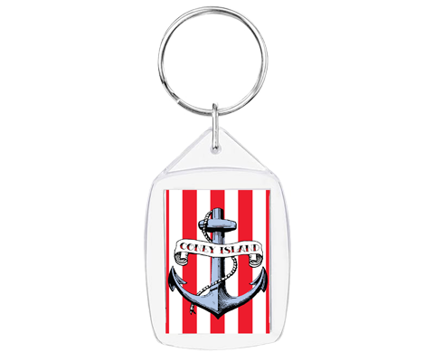 Load image into Gallery viewer, Coney Island Striped Anchor Keychain
