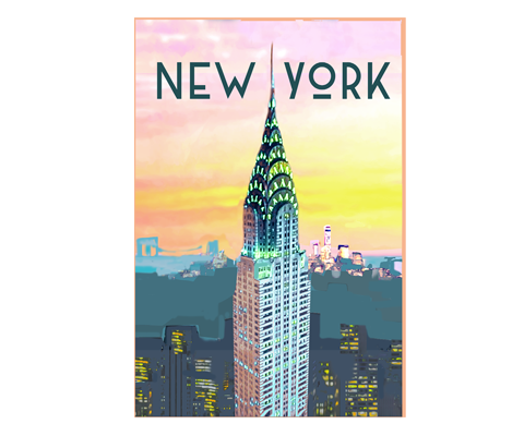 Cotton Candy Sky Chrysler Building New York Postcard