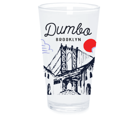 Dumbo Brooklyn Manhattan Bridge Sketch Pint Glass