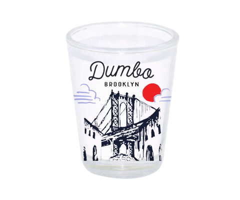 Dumbo Brooklyn Manhattan Bridge Sketch Shot Glass