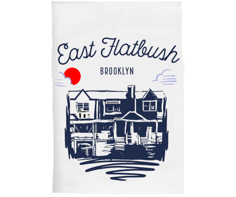 East Flatbush Brooklyn Sketch Kitchen Tea Towel