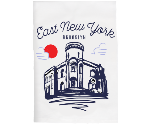 East New York Brooklyn Sketch Kitchen Tea Towel