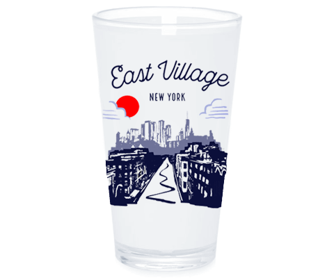 East Village Manhattan Sketch Pint Glass