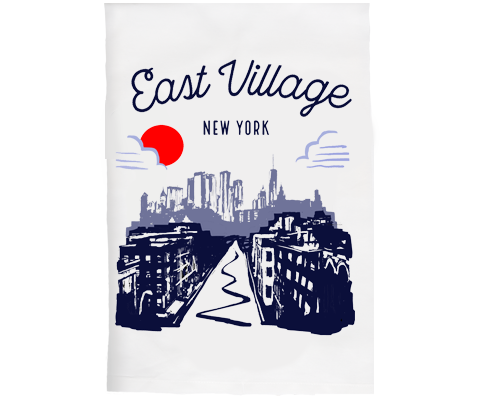 East Village Manhattan Sketch Kitchen Tea Towel