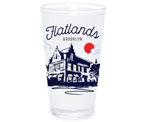 Flatlands Brooklyn Sketch Pint Glass