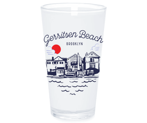 Gerritsen Beach Brooklyn Sketch Pint Glass