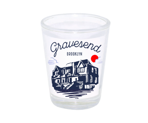 Gravesend Brooklyn Sketch Shot Glass