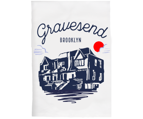 Gravesend Brooklyn Sketch Kitchen Tea Towel