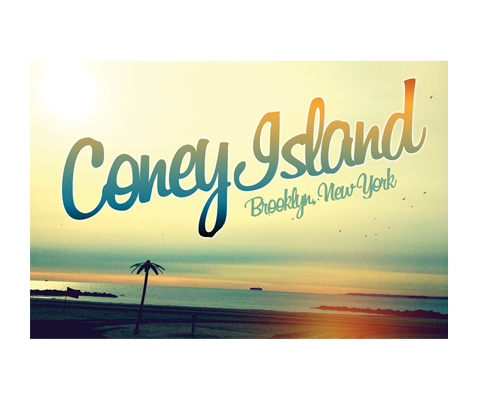Coney Island Green Palm Tree Brooklyn Postcard