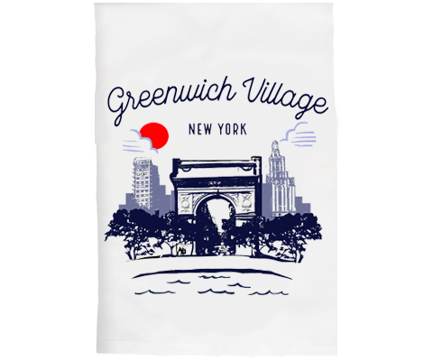 Greenwich Village Manhattan Sketch Kitchen Tea Towel