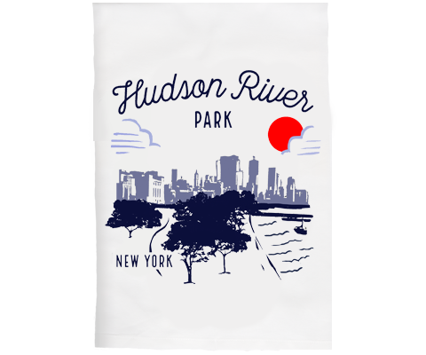 Hudson River Park Manhattan Sketch Kitchen Tea Towel