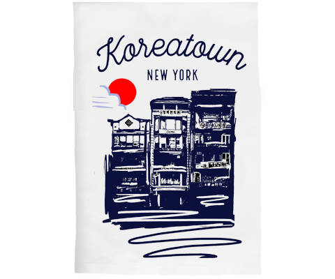 Koreatown Manhattan Sketch Kitchen Tea Towel