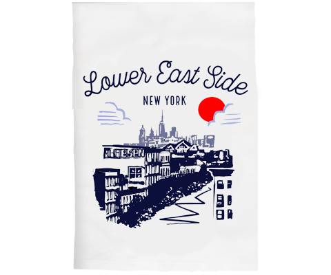 Lower East Side Manhattan Sketch Kitchen Tea Towel