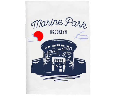 Marine Park Brooklyn Sketch Kitchen Tea Towel