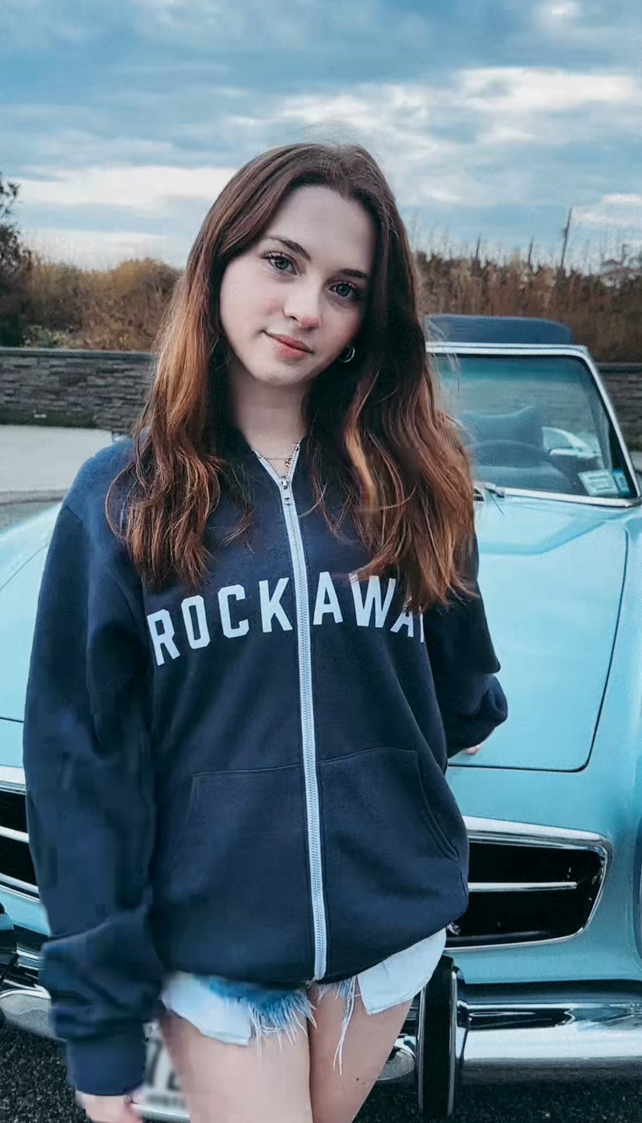 Rockaway Heather Navy Zip Up Adult Hoodie