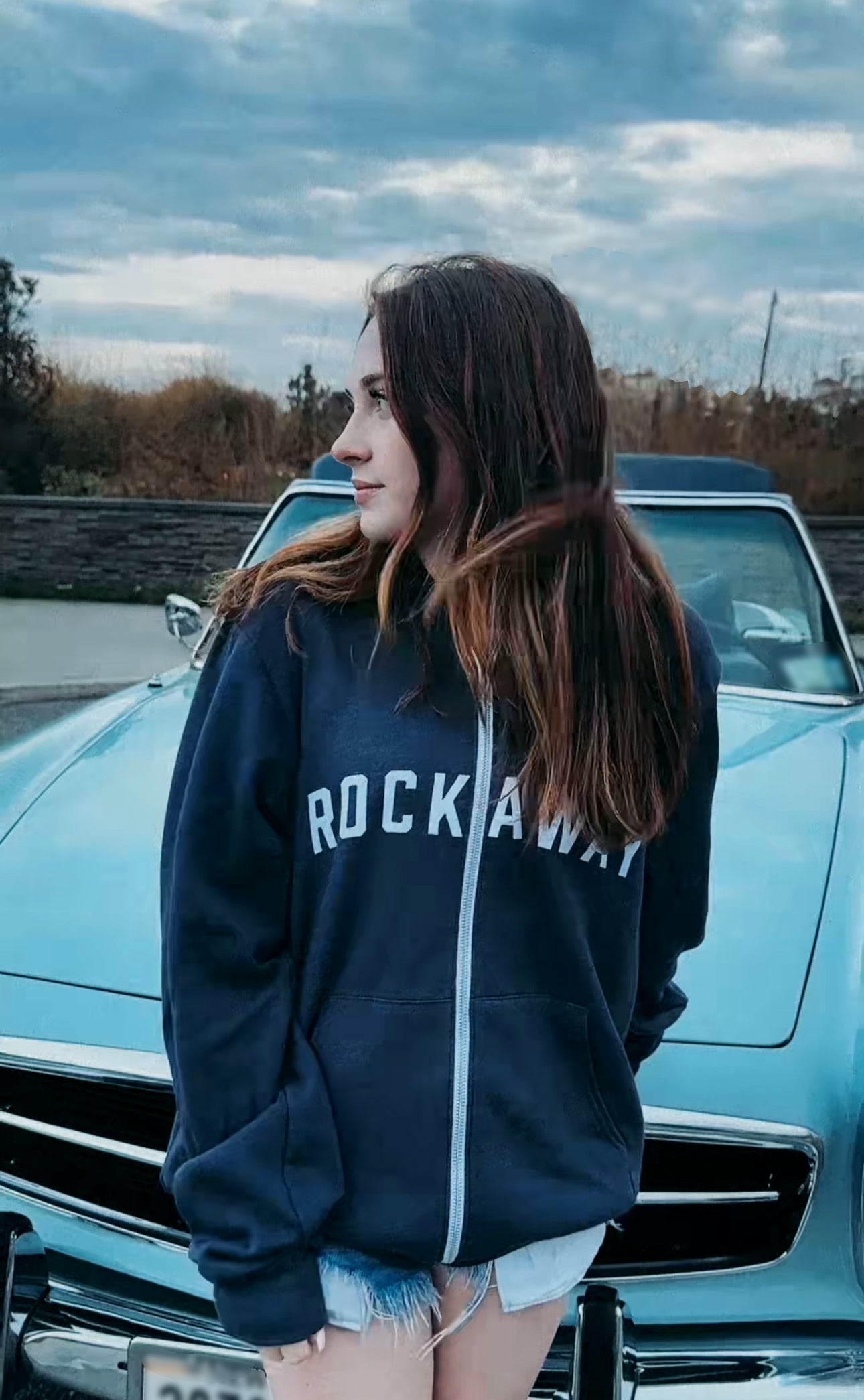 Rockaway Heather Navy Zip Up Adult Hoodie